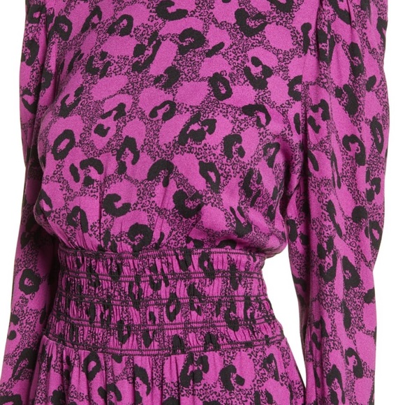 NWT AFRM Violaine Cheetah Smocked Mini Dress - Picture 4 of 16